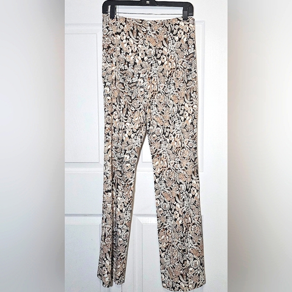 Anthropologie NWOT Satin Flare‎ Pants 6 Brown Black Zipper Boho Festival Indie - Picture 8 of 8